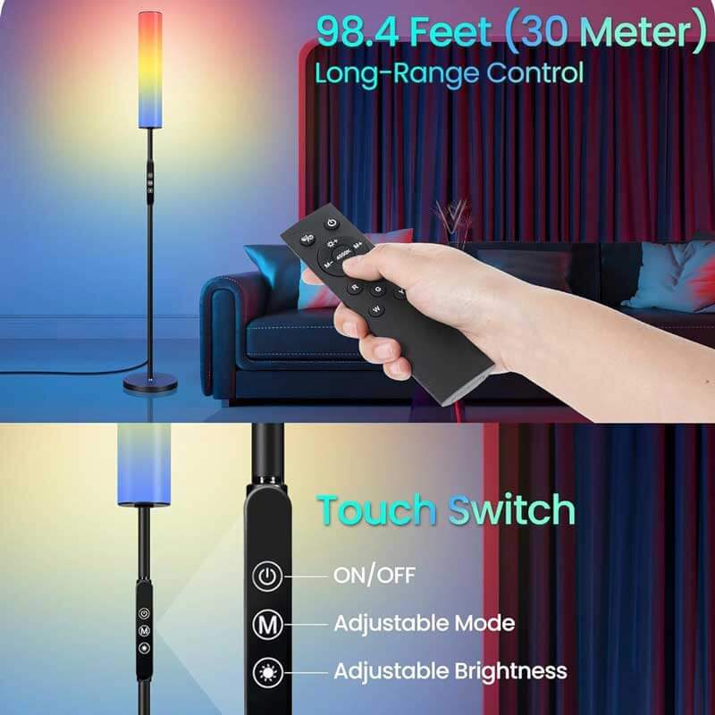 Lot de 2 lampadaires d'angle à LED RGBIC de mise à niveau