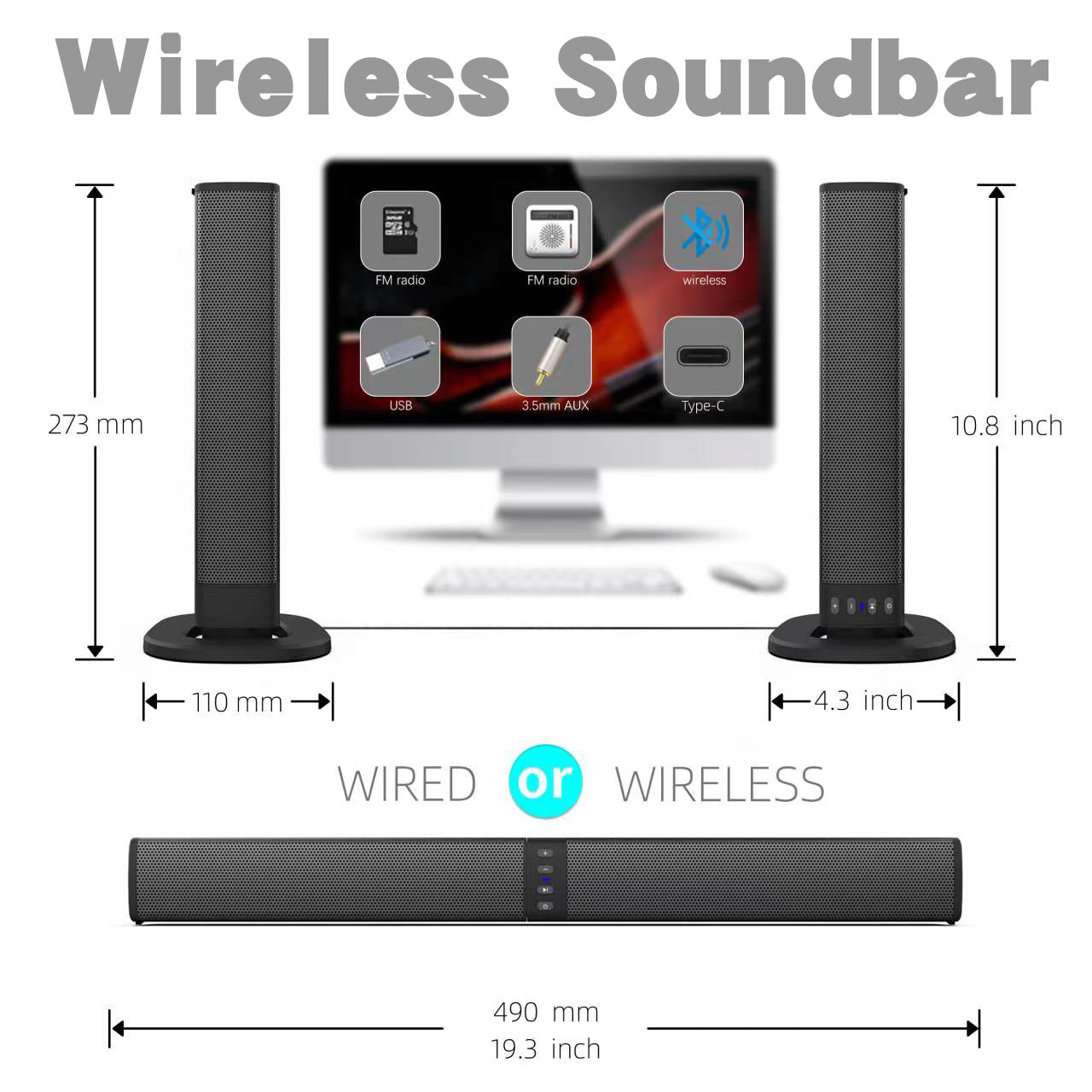 Kabelloser Bluetooth-Lautsprecher 20 W, abnehmbar