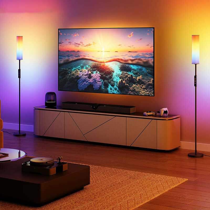 Lot de 2 lampadaires d'angle à LED RGBIC de mise à niveau