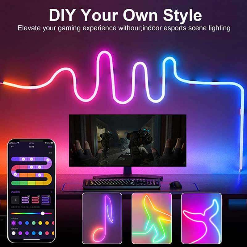 3er-Pack 3 m lange LED-Neonlichtstreifen mit Bluetooth