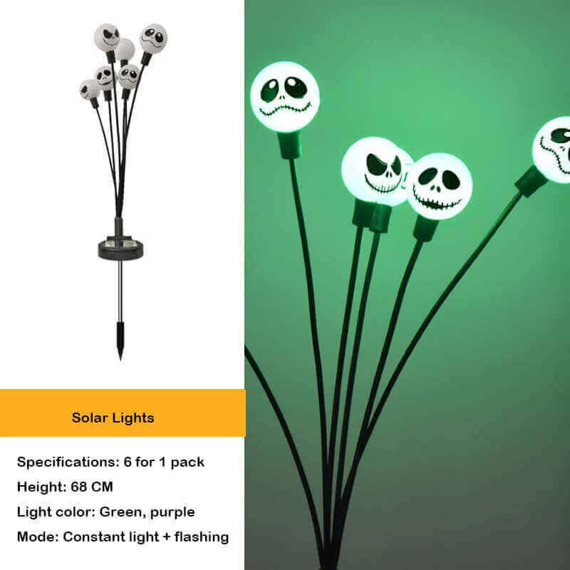 Lot de 4 lampes solaires pour Halloween en forme de globe oculaire, éclairage de jardin sur piquet, étanche