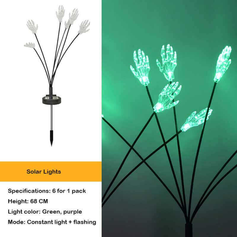 Lot de 4 lampes solaires pour Halloween en forme de globe oculaire, éclairage de jardin sur piquet, étanche