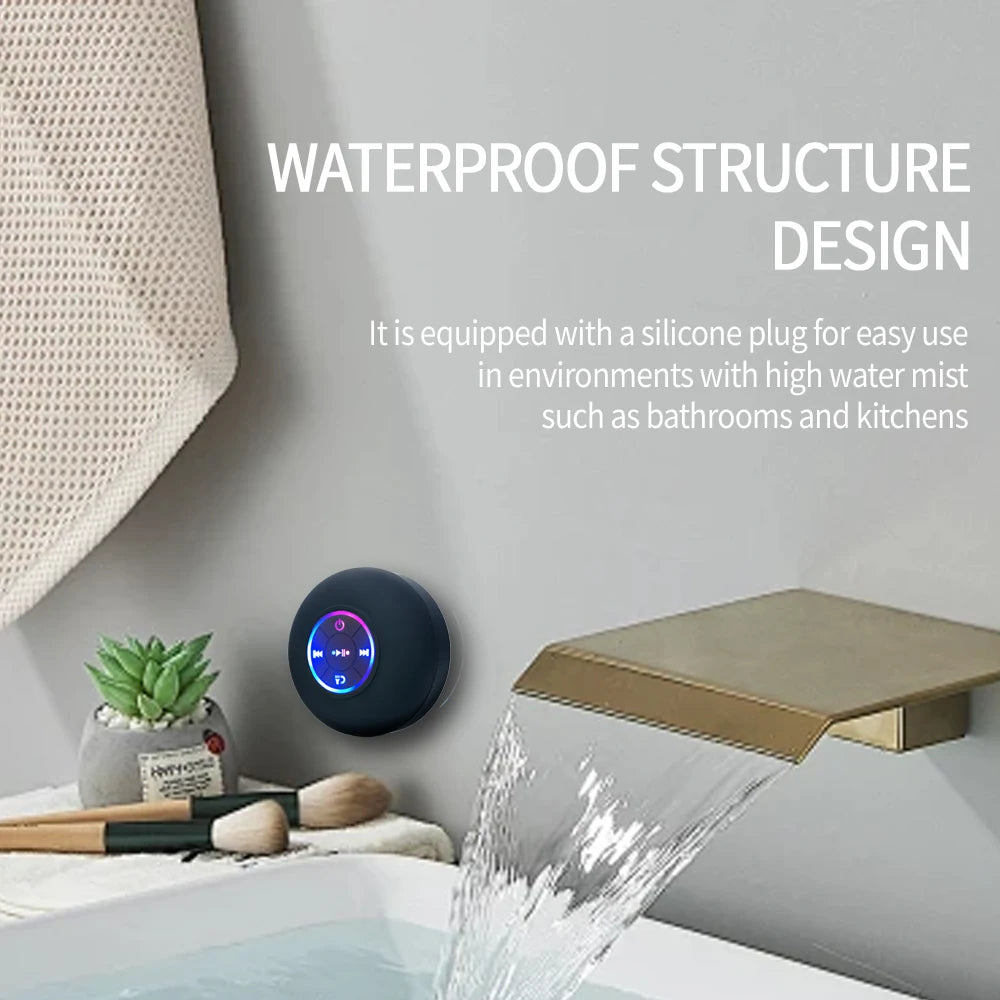 ip65 stick in glass Bluetooth Speaker LED IPX4 Waterproof Loudspeaker Mini Stereo Sound Box