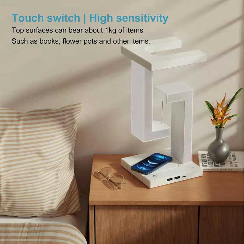 Magnetisch schwebende Schreibtischlampe mit Touch-Steuerung und kabellosem Ladegerät