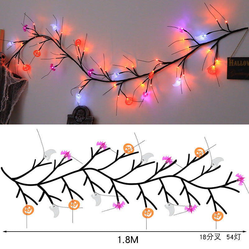 Lot de 2 guirlandes lumineuses pour sapin d'Halloween avec 54 LED USB