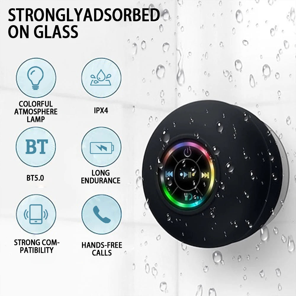 stick in glass Bluetooth Speaker LED IPX4 Waterproof Loudspeaker Mini Stereo Sound Box