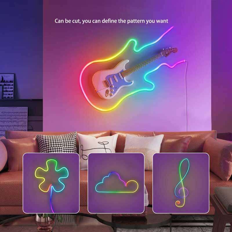 Bande lumineuse flexible LED 24 V RGB 16 pieds avec contrôle intelligent par application Bluetooth