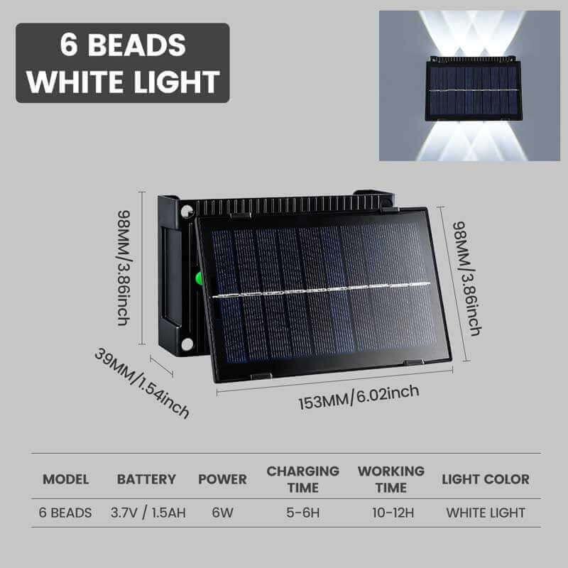 Lot de 6 lampes solaires de jardin à lumière blanche/couleur RVB avec capteur de lumière 6 W