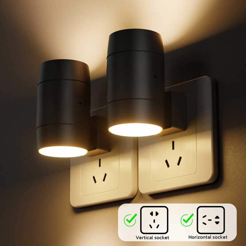 2 Pack Rotatable LED Night Light, Plug-in, 0-100LM Adjustable Brightness