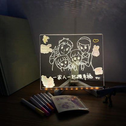 LED Lamp Acrylic Message Note Board Erasable USB  Charging