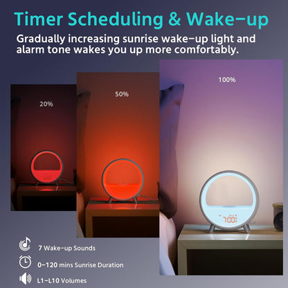 Sunset & Sunrise Alarm Clock with Wireless Charging Station - YouWei Trade