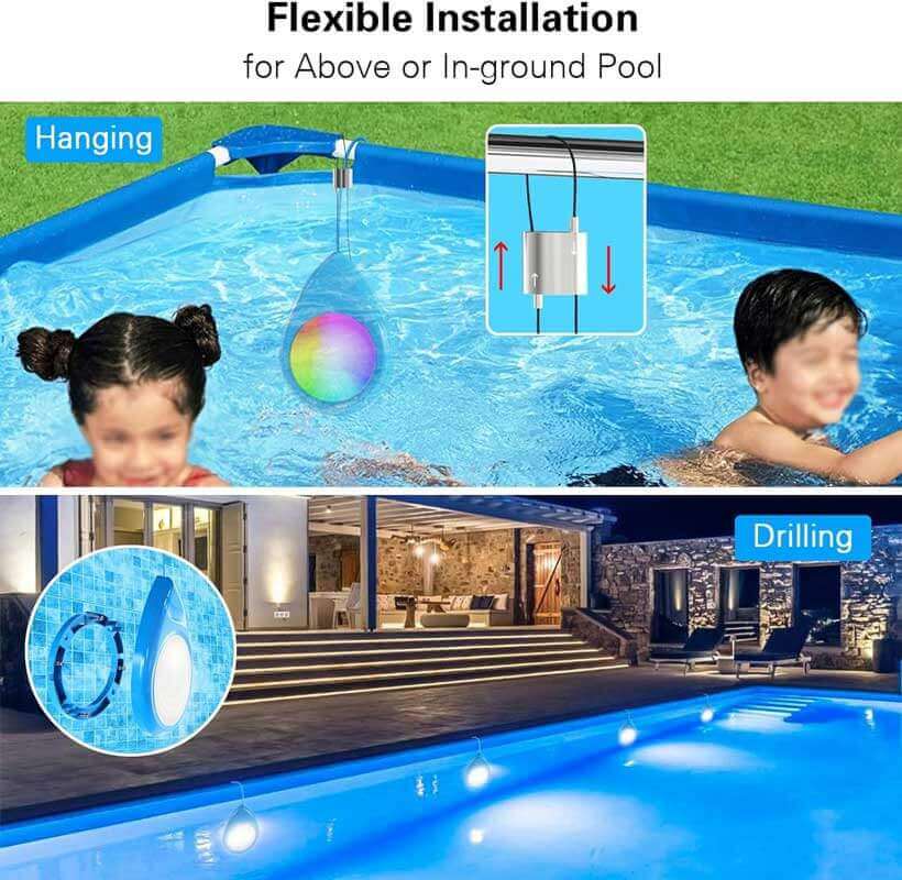 Lampes LED submersibles à intensité variable pour piscine solaire RVB 10 W