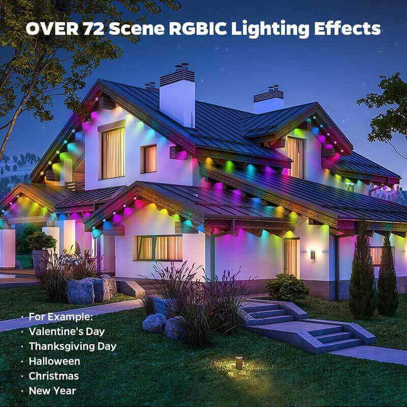 IC Eaves Strip Lights + 120ft 80LEDs RGB, Permanent Outdoor Lights