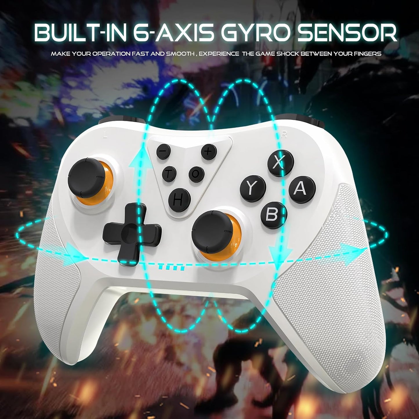 Wireless Gaming Controller Gamepad Joypad with Adjustable Gyro Axis Turbo Dual Shock