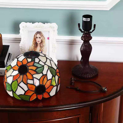 8" Tiffany Style Table Lamp, Sunflower Stained Glass Lamp