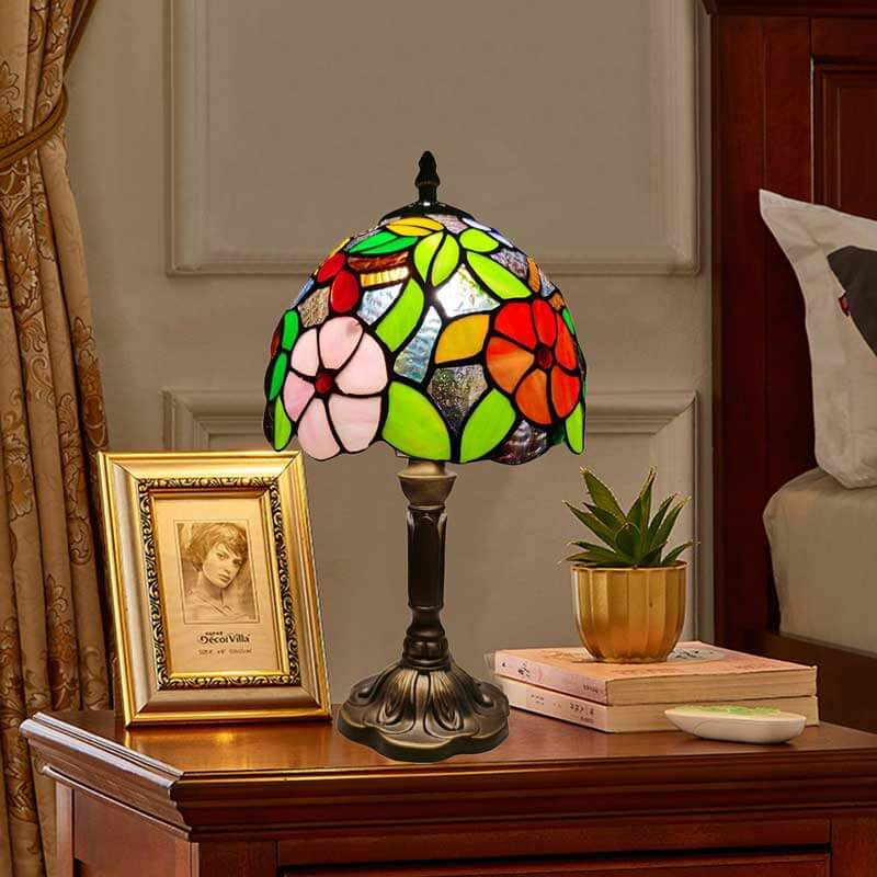 8" Tiffany Style Table Lamp, Sunflower Stained Glass Lamp