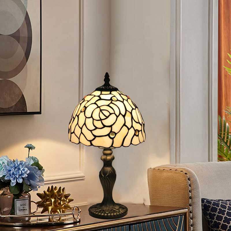 8" Tiffany Style Table Lamp, Sunflower Stained Glass Lamp