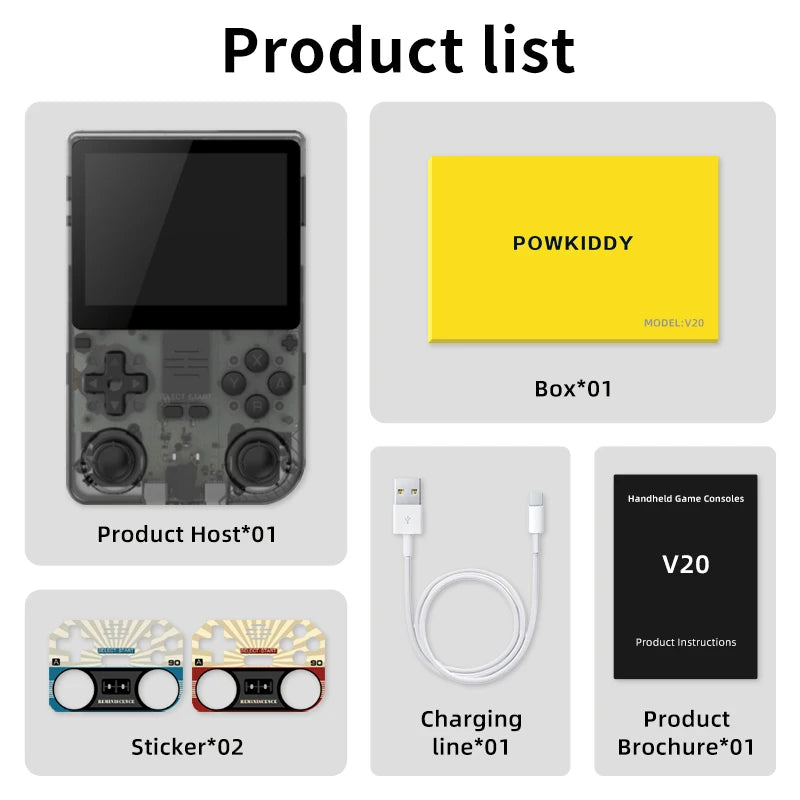 3.5-Inch IPS HD Screen Retro Video Handheld Game Console A133Plus Chip 5000mAh Lithium Battery Gift Retro Stickers