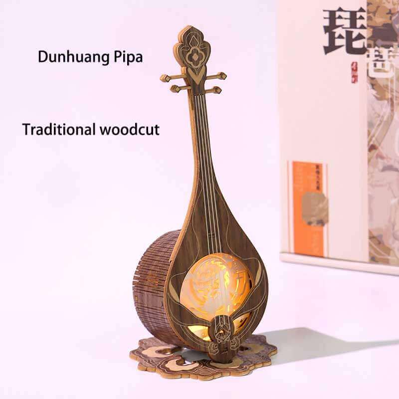 Dunhuang Nine-Colored Deer Pipa Woodcarving Night Light