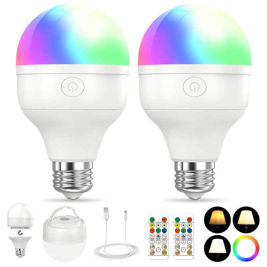 4 PACK E27 RGB Color Remote Control Light Bulb