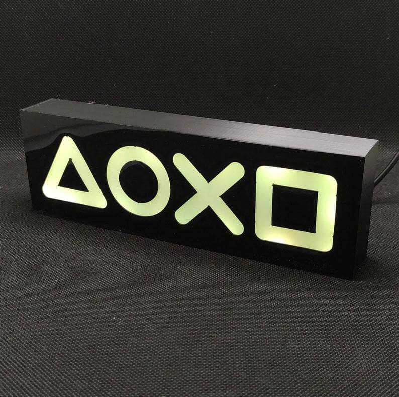 Handmade WOOD PLAYSTATION ICONS Led Lightbox Sign