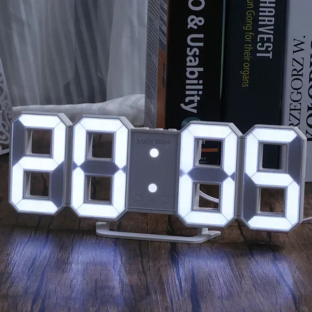 3D LED Digital Clock Wall Decoration Glow Night Mode