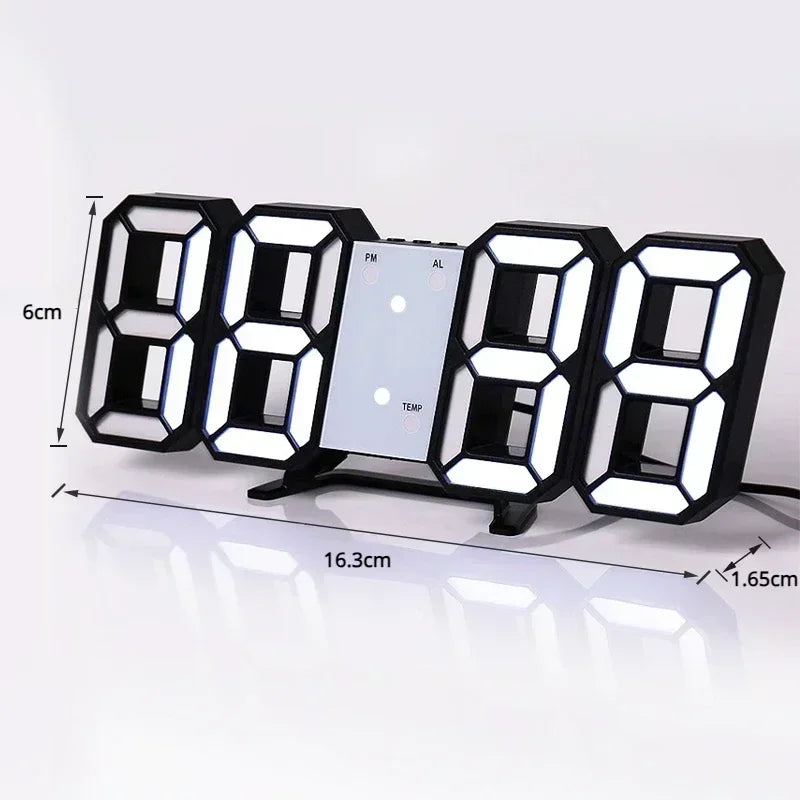 3D LED Digital Clock Wall Decoration Glow Night Mode