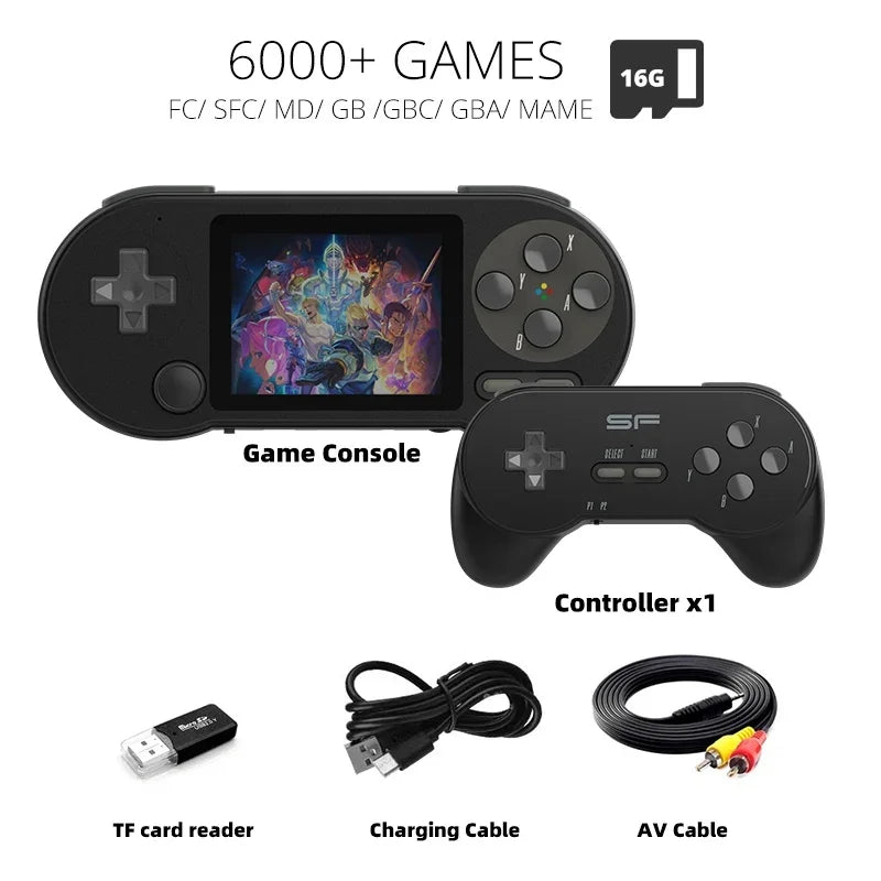 DATA FROG SF2000 3 inch Handheld Game Console Player Mini Portable Game Console Built-in 6000 Games