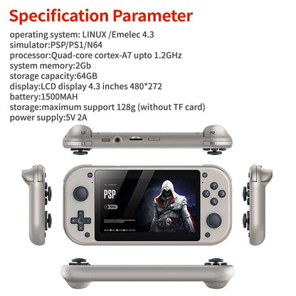 4.3inch Handheld Video Game Console 64G 128G Open Source Linux System