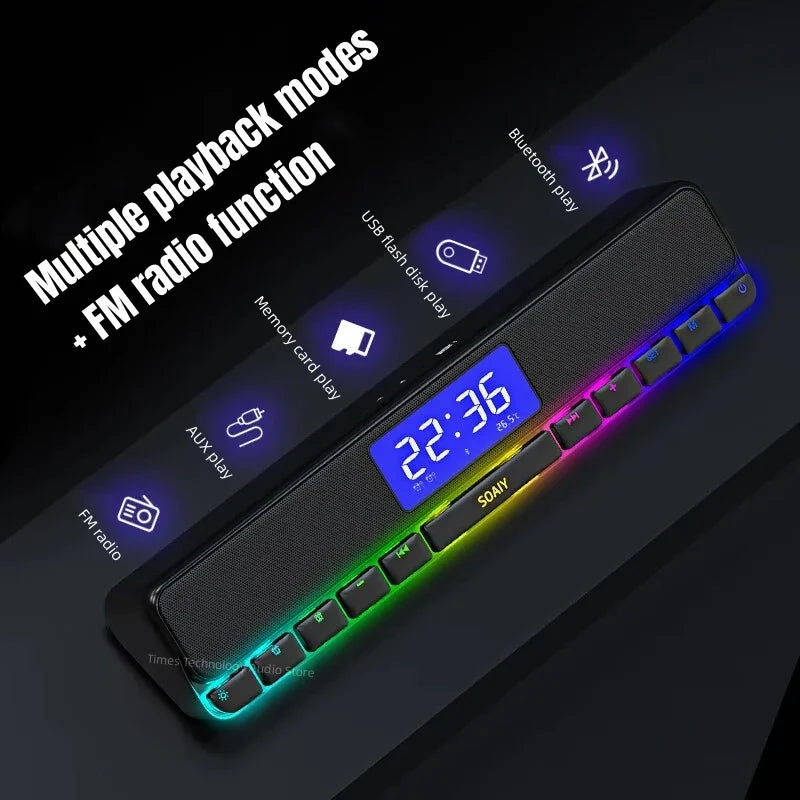 Wireless Bluetooth Speakers Stereo Sound Big Digital LCD Clock Display