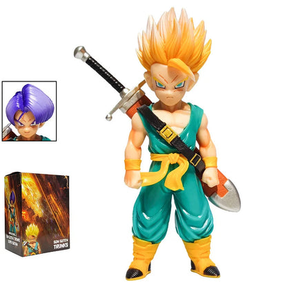 Tranx Double Headed Carving Doll Dragon Ball Z Doll Model Super Saiyan Wu Fan Figures