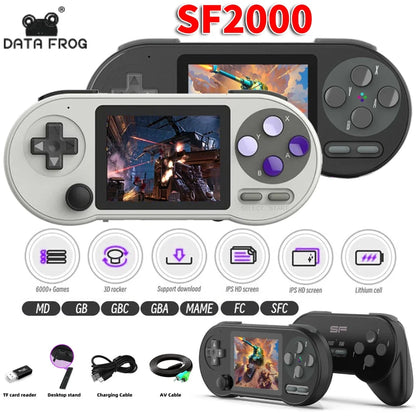 DATA FROG SF2000 3 inch Handheld Game Console Player Mini Portable Game Console Built-in 6000 Games