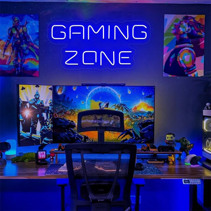 Gaming Zone Neon Sign USB Powered Gaming Room Wall Decoration