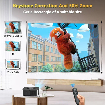 25000 Lumens Android 4K LED Projector 800ANSI WiFi6 Bluetooth Projector