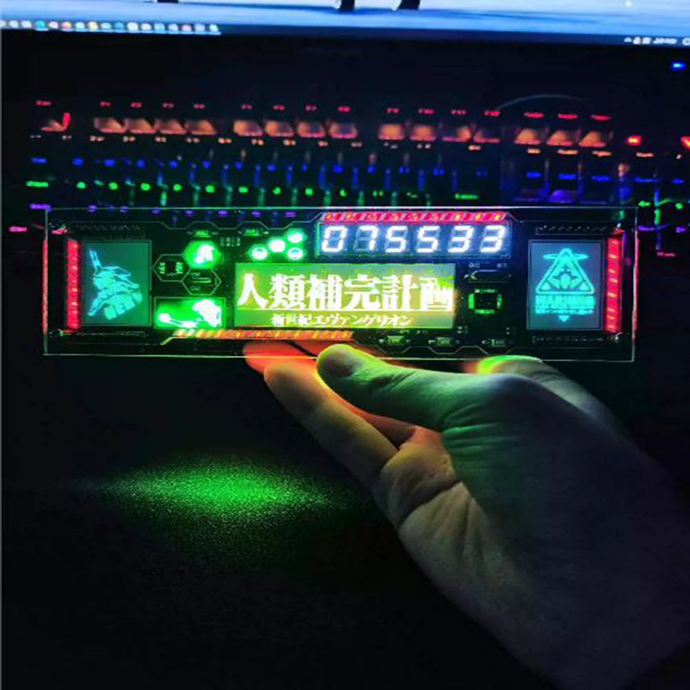 Cyberpunk RGB LED Clock DIY Handmade LED Desktop Atmosphere Clock