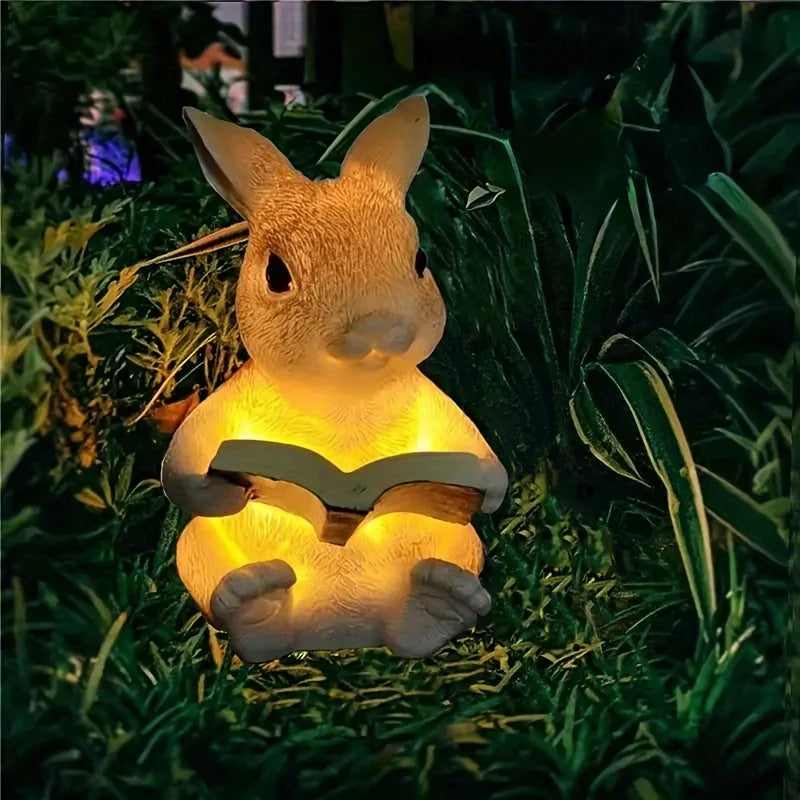 Solar Lamp for Reading Rabbit Lamp Resin Crafts Led Outdoor Lighting