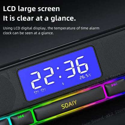 Wireless Bluetooth Speakers Stereo Sound Big Digital LCD Clock Display