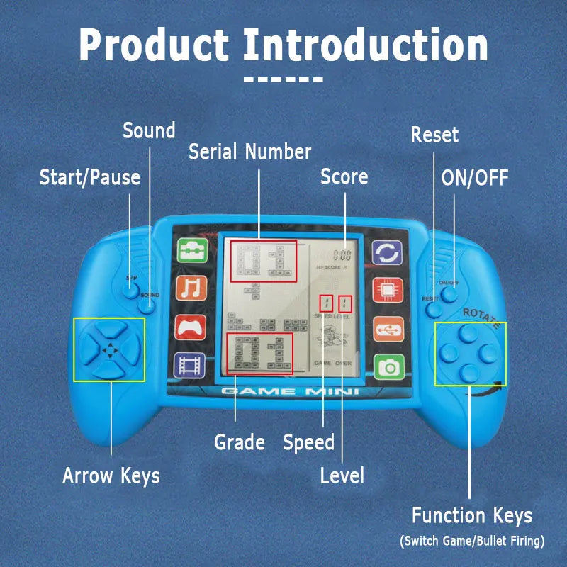 Handheld Game Players Puzzle Nostalgic Tetris Game Console Large Screen