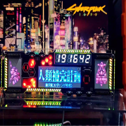 Cyberpunk RGB LED Clock DIY Handmade LED Desktop Atmosphere Clock