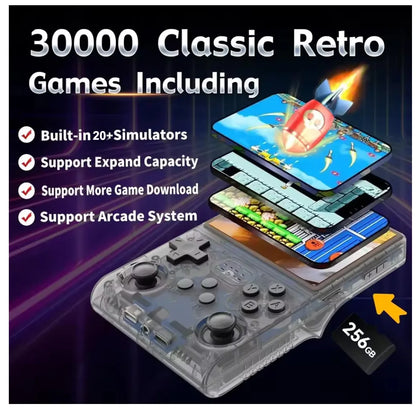  R40S Pro Retro Handheld Game Console Linux System 3.5 Inch IPS Screen Portable Pocket Video Player 256GB Games Kid Gift