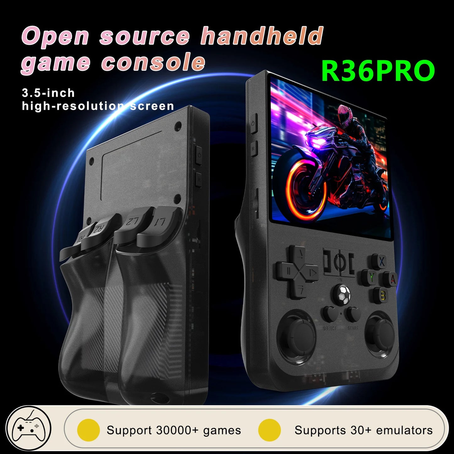 R36 PRO Retro Handheld Video Game Console Linux System 3.5 Inch IPS Screen