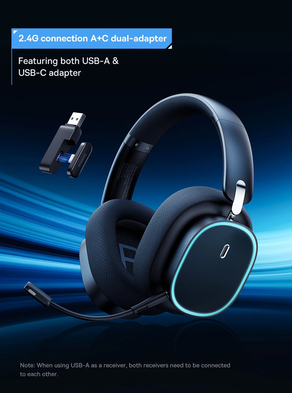 Mic Over-Ear Headphones Bluetooth 5.3 40mm Driver 2.4G