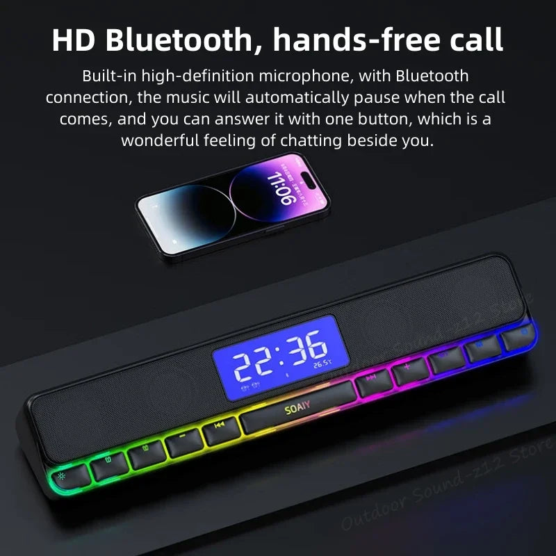 Wireless Bluetooth Speakers Stereo Sound Big Digital LCD Clock Display