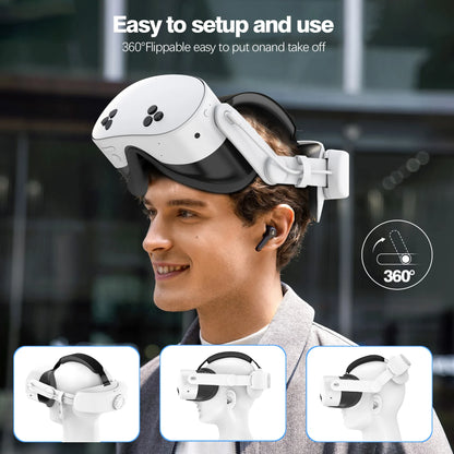 Battery Head Strap for Quest 3S 10000mAh Rechargeable Batter Adjustable Comfy Head Cushion to Reduce Head Pressure Fast Charging