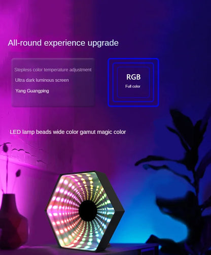 RGB 3D Hexagonal Mirror Tunnel Light LED Panel Light