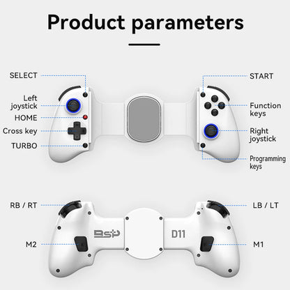 D11S Extendable Gaming Controller Hall Trigger BT 5.2 with Cooling Fan/Programmable Back Buttons for Android/Apple IOS/SWITCH