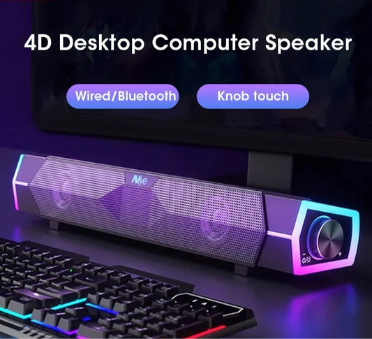 4D Computer Speakers Bluetooth 5.0 Wired Loudspeaker Surround Soundbar