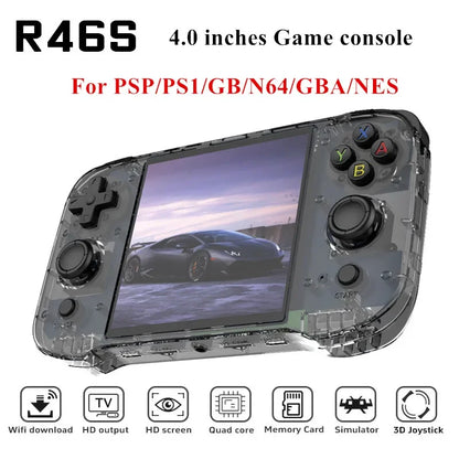 R46S Handheld Video Game Console Linux System 4.0 Inch IPS Screen Bluetooth Two-player