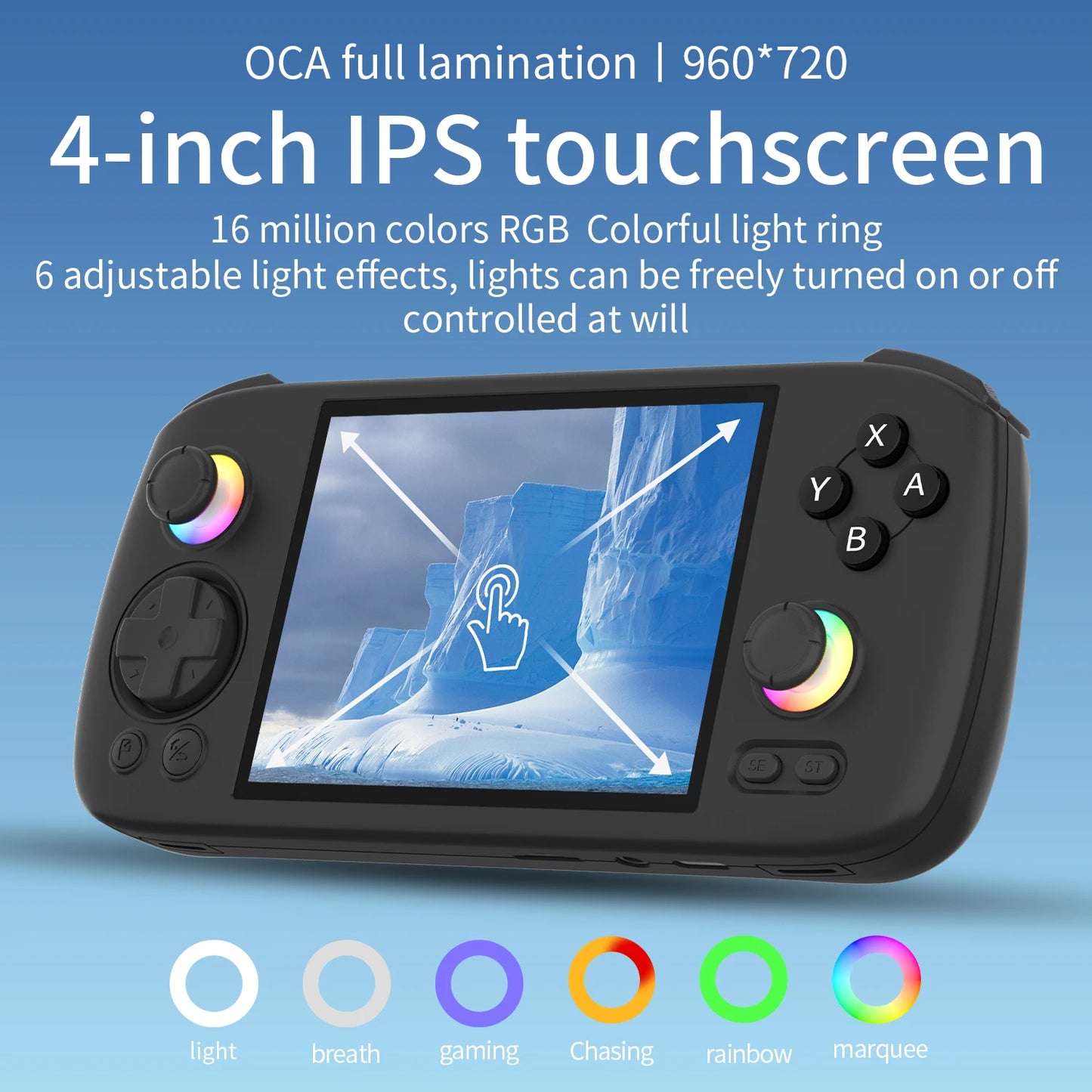 256G(8K Games) RG406H Handheld Game Console 4 Inch IPS Multi-touch Screen