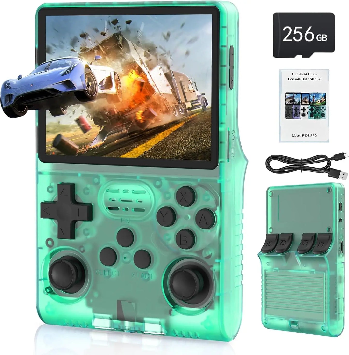  R40S Pro Retro Handheld Game Console Linux System 3.5 Inch IPS Screen Portable Pocket Video Player 256GB Games Kid Gift